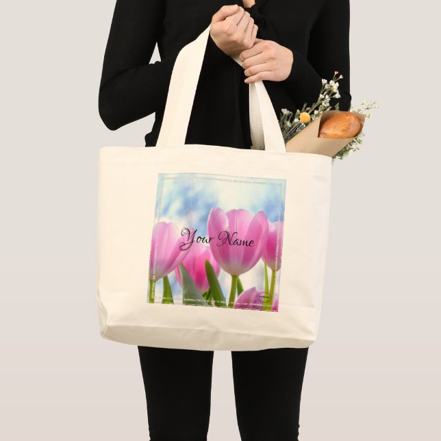 Grand Tote Bag HAMbyWG - Tulipes roses (Devant (produit))