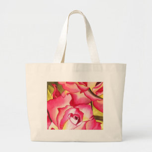 Grand Tote Bag Hannah Gordon rose roseau aquarelle rose