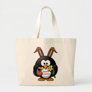 GRAND TOTE BAG "HAPPY EASTER" PENGUIN BUNNY