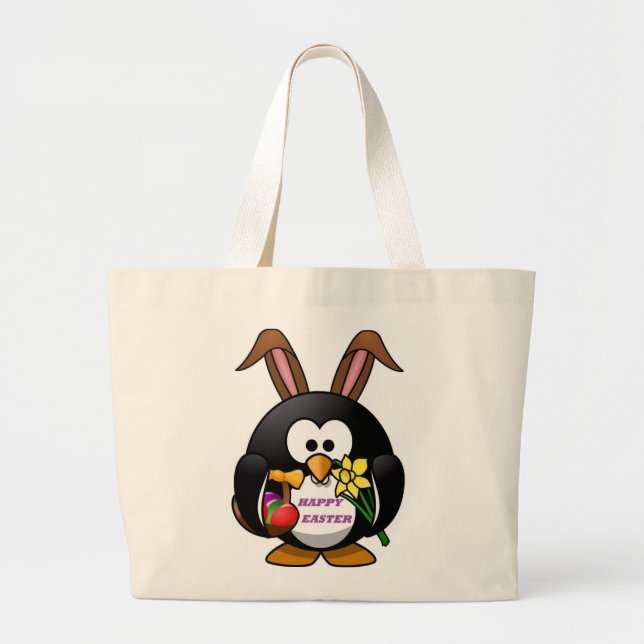 GRAND TOTE BAG "HAPPY EASTER" PENGUIN BUNNY (Devant)