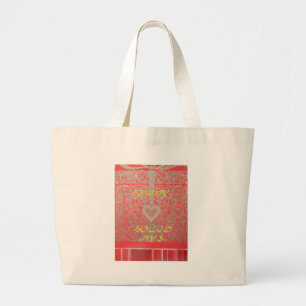 Grand Tote Bag Happy Holidays Parties scintillant rouge design co