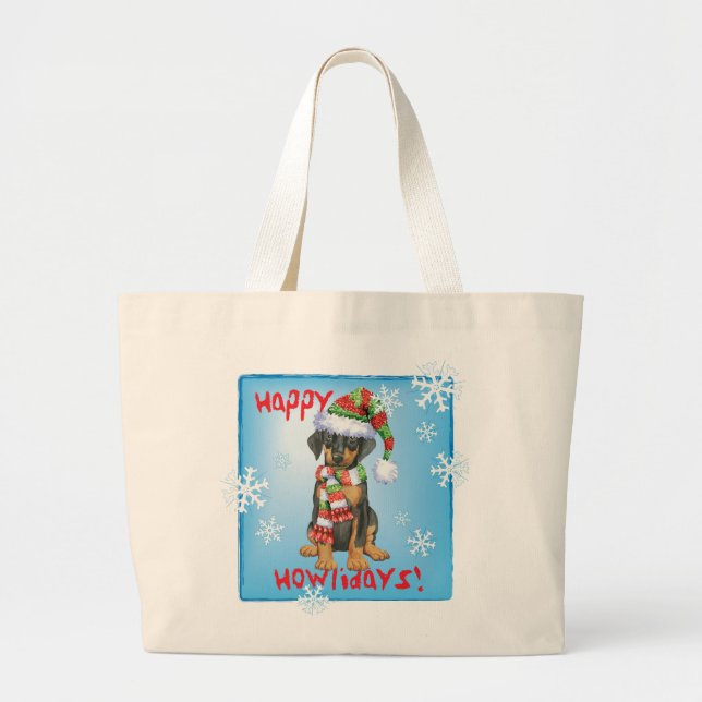 Grand Tote Bag Happy Howliday Doberman (Devant)