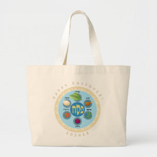 Grand Tote Bag Happy Passover & "KOSHER" Aliments de pêche Saisie
