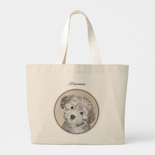 Grand Tote Bag Havanais Puppy Peinture Sable Original Pet Dog Art