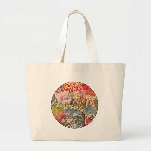 Grand Tote Bag Hawaii Hula Fleur Voyage Vintage (Devant)