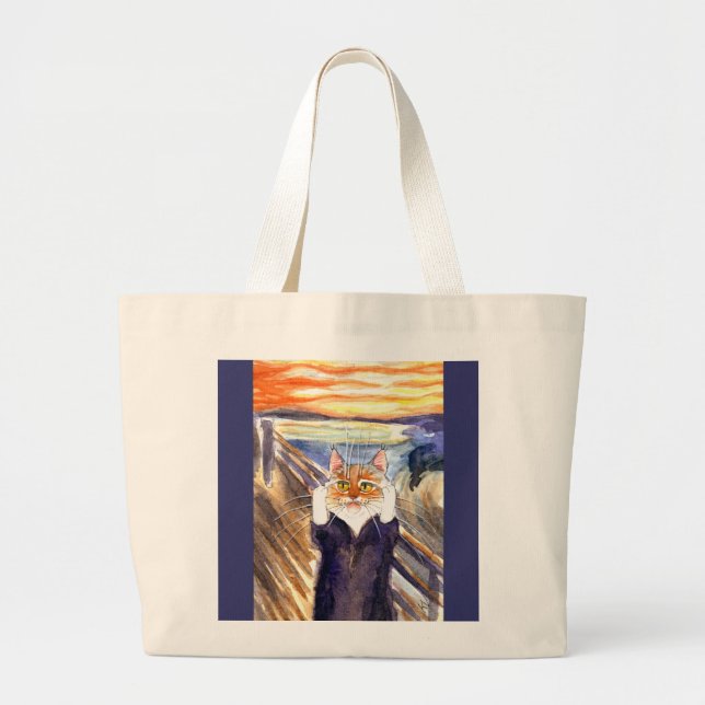 Grand Tote Bag Heather le chat dans le cri perçant (Devant)