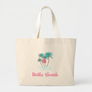 Grand Tote Bag Hello Beach Tropical Style Cool été