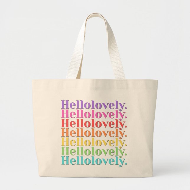 Grand Tote Bag 'Hellolovely.' À rayures rétro  (Devant)