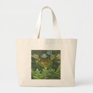Grand Tote Bag Henri Rousseau Jungle Tropical Lion Impression Vin