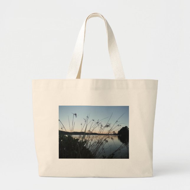 Grand Tote Bag Herbes au lac Sunset (Devant)