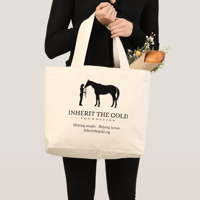 Grand Tote Bag Héritez du logo Fourre-tout de base d'or (Devant (produit))