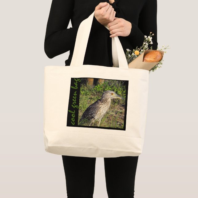 Grand Tote Bag Héron noir (Devant (produit))
