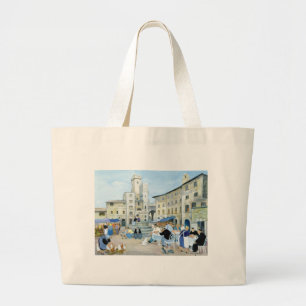 Grand Tote Bag Heure du déjeuner dans un carré Toscane du march