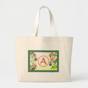 GRAND TOTE BAG HEUREUX GRAINES PERSONNALISÉ INITIAL FOURRE-TOUT F
