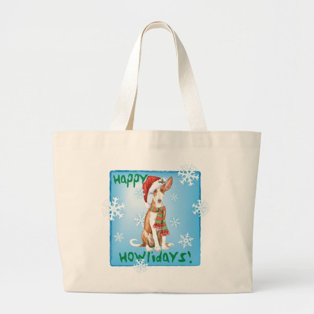 Grand Tote Bag Heureux Howliday Ibizan Hound (Devant)