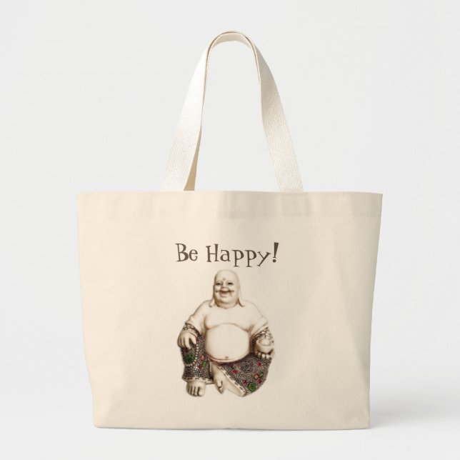 Grand Tote Bag Heureux, riant, bonne chance, bonne chance Bouddha (Devant)