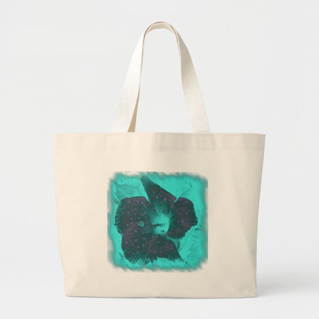 Grand Tote Bag Hibiscus Abstrait Tricolor (Devant)