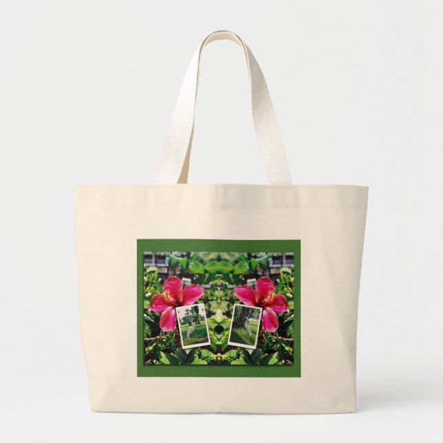 Grand Tote Bag Hibiscus avec aigrettes (Devant)