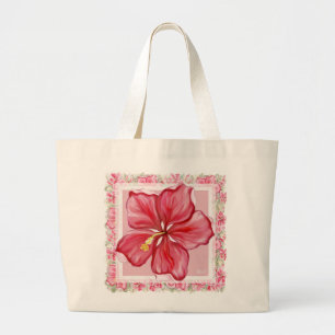 Grand Tote Bag Hibiscus & dentelle RED