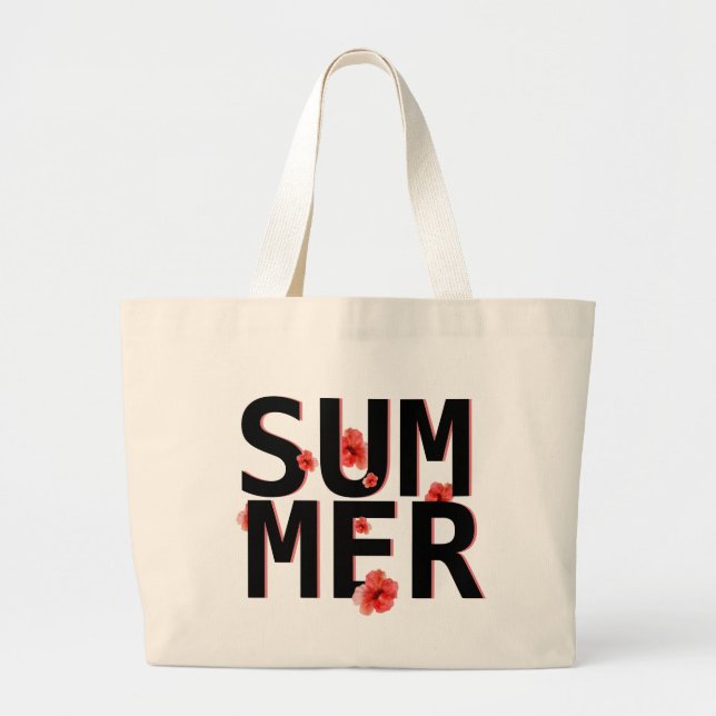Grand Tote Bag Hibiscus d'été tropical (Devant)
