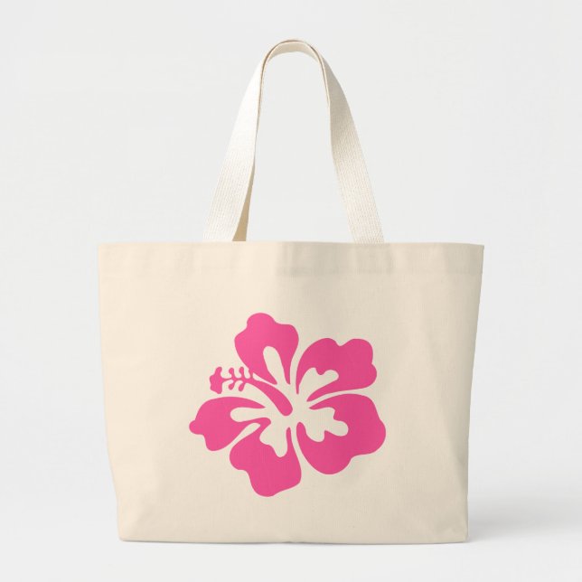 Grand Tote Bag Hibiscus rose (Devant)