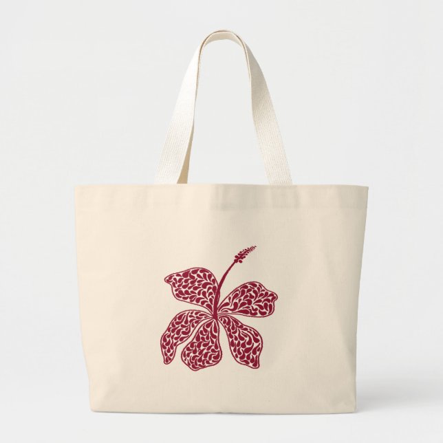 Grand Tote Bag Hibiscus Rouge Floral (Devant)