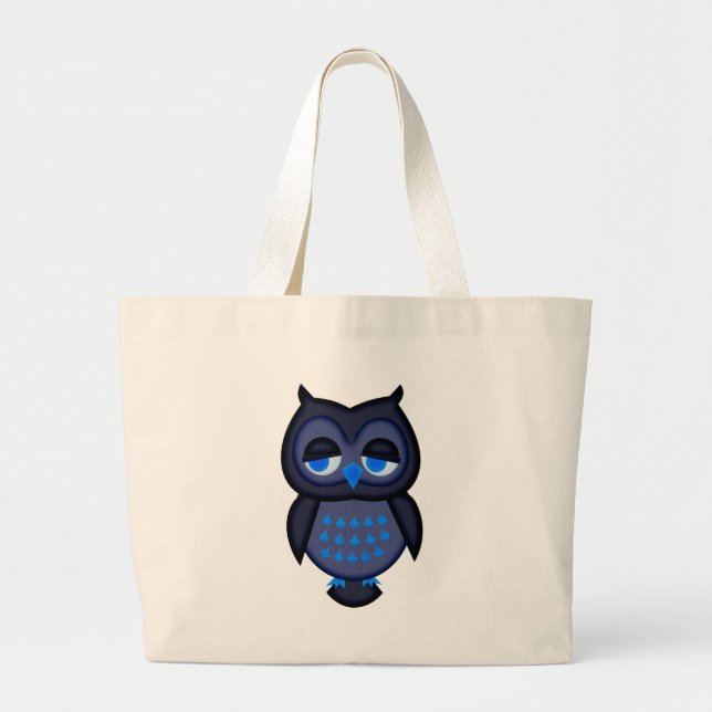 Grand Tote Bag Hibou Bleu (Devant)