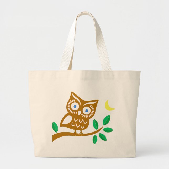 Grand Tote Bag Hibou mignon (Devant)
