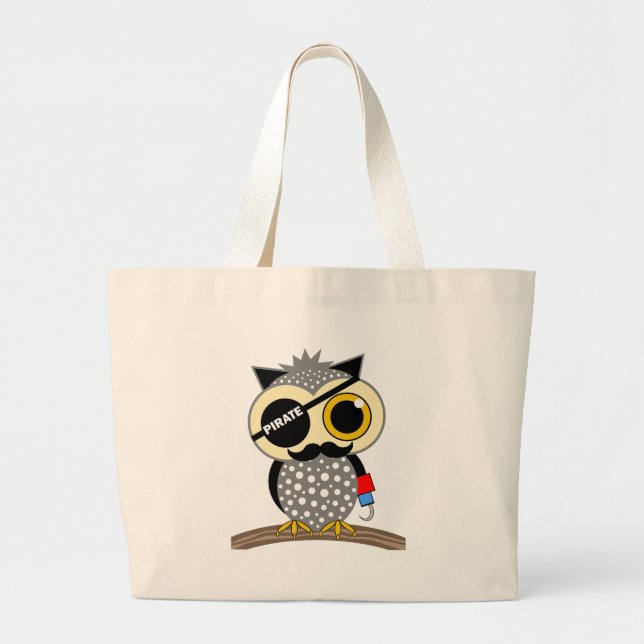 Grand Tote Bag hibou mignon de pirate (Devant)