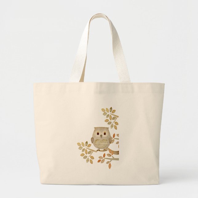 Grand Tote Bag Hibou musical d'arbre (Devant)
