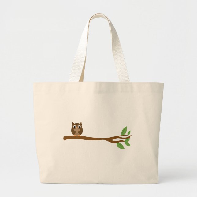 Grand Tote Bag Hibou sage (Devant)