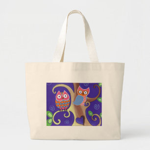 Grand Tote Bag Hiboux crépusculaires