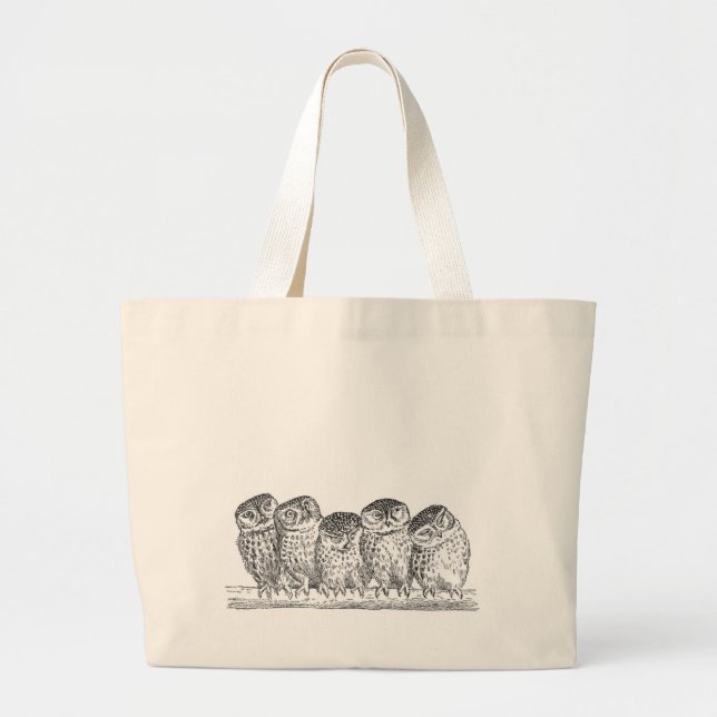 Grand Tote Bag Hiboux vintages (Devant)