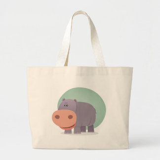 Grand Tote Bag Hippopotame de bande dessinée