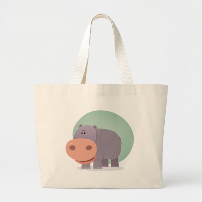 Grand Tote Bag Hippopotame de bande dessinée (Devant)