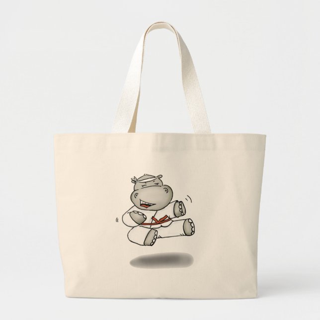 Grand Tote Bag Hippopotame de karaté (Devant)