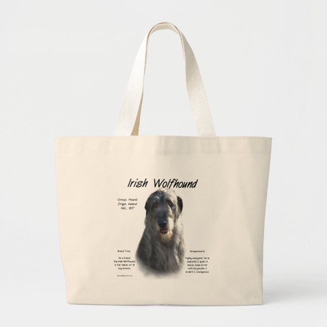 Grand Tote Bag Histoire du loup irlandais gris (Devant)