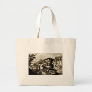 Grand Tote Bag Historique des locomotives des moteurs à vapeur