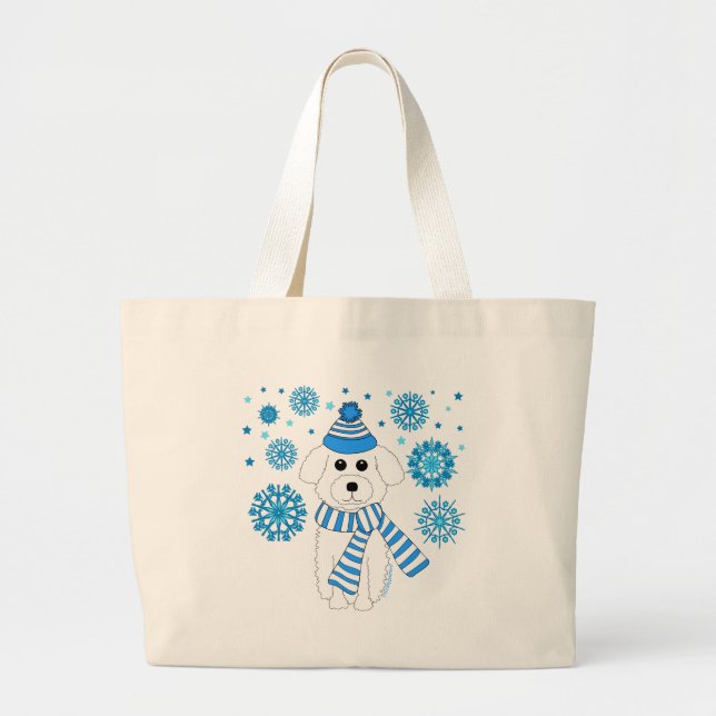 Grand Tote Bag Hiver Bichon (Devant)