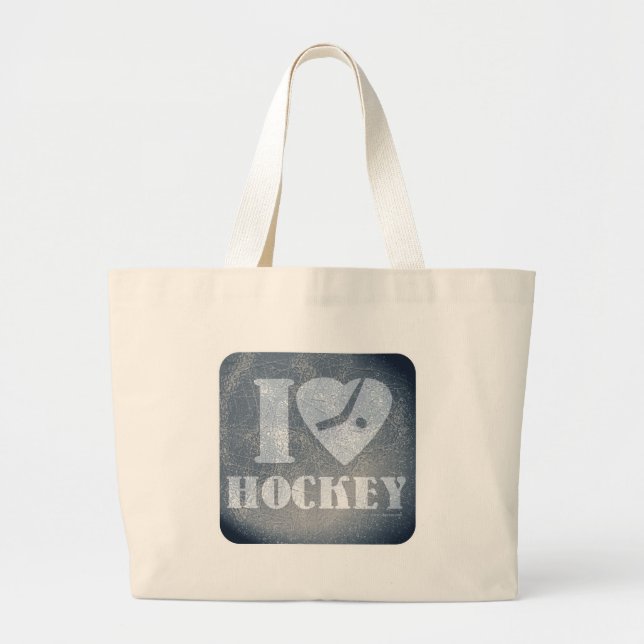 Grand Tote Bag Hockey sur glace amour (Devant)