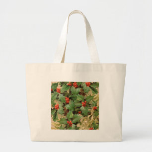 Grand Tote Bag Holly Tree Noël Vintage