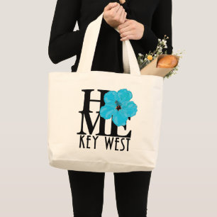 Grand Tote Bag HOME Key West Blue Hibiscus
