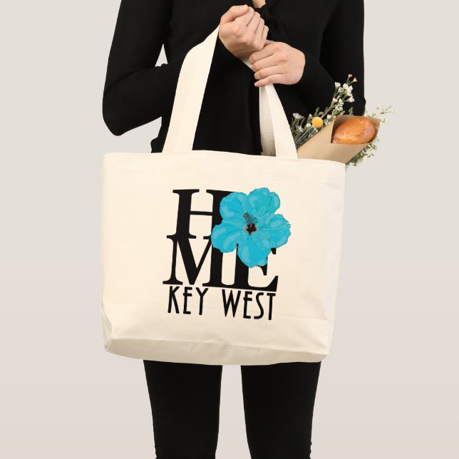 Grand Tote Bag HOME Key West Blue Hibiscus (Devant (produit))