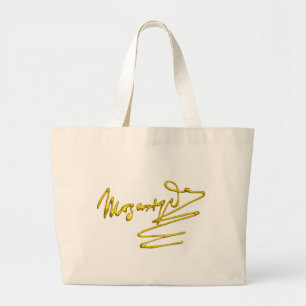 Grand Tote Bag HOMMAGE à la signature d'or de MOZART du blanc de