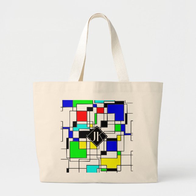 Grand Tote Bag Hommage Des Carrés Au Hasard À Mondrian (Devant)