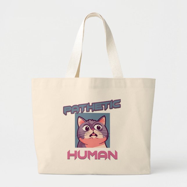 Grand Tote Bag Homme pathétique - Drôle conception de chat (Devant)