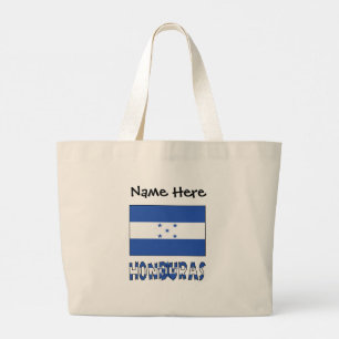 Grand Tote Bag Honduras et drapeau hondurien avec votre nom
