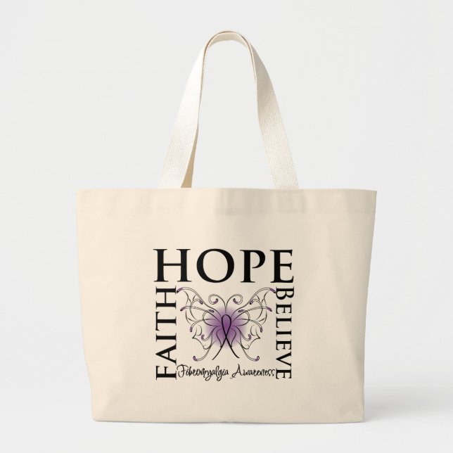 Grand Tote Bag Hope Belith Faith - Fibromyalgie (Devant)