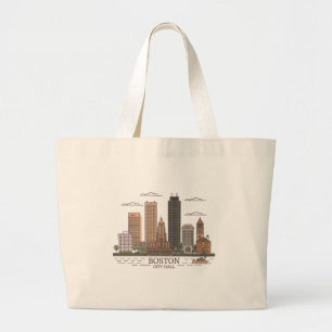 Grand Tote Bag Horizon de la ville de Boston, horizon de Boston m