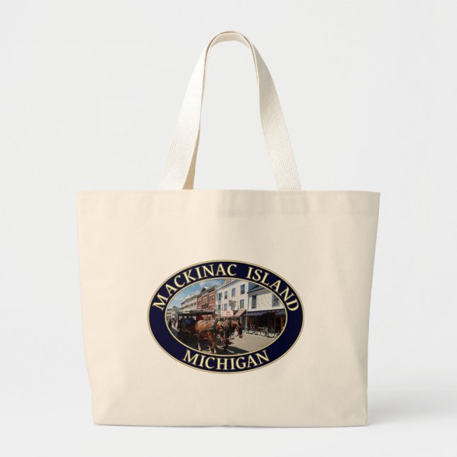Grand Tote Bag Horse and Carriage in Downtown Mackinac Island (Devant)